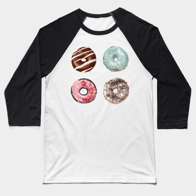 Donuts Baseball T-Shirt by Digster